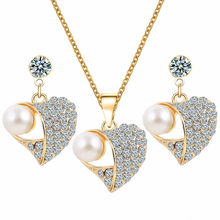 New Design Heart Women Jewelry Set Flower Gold-Color Austrian Crystal Jewelry Sets Necklace Earrings Valentine's day Gifts 2024 - buy cheap