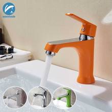 Orange Basin Faucet Bathroom Mixer Tap Deck Mounted Brass Hot Cold Water Tap Chrome Single Lever Crane Vessel Washing Faucet 2024 - buy cheap