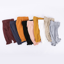 Pantalones harén plisados de lino para niños y niñas, ropa de 1 a 4 años, verano, NZ295 2024 - compra barato