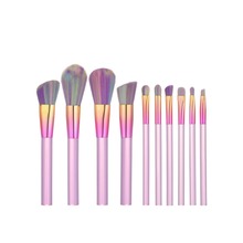 Newest 10PCS Makeup brushes Set Light Pink Transparent Handles with Rainbow Color Make up Brushes Foundation Brush Tool 2024 - buy cheap