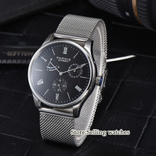 42mm Parnis Black Dial ST1780  Power Reverse Date Small Second Automatic Men's Watch 2024 - buy cheap