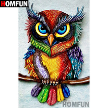 HOMFUN 5D DIY Diamond Painting Full Square/Round Drill "Colored owl" 3D Embroidery Cross Stitch gift Home Decor A01313 2024 - buy cheap