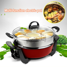 Panela elétrica antiaderente de 5l wok, multifuncional para panela quente de macarrão, cozimento a vapor, 220v/50hz 2024 - compre barato