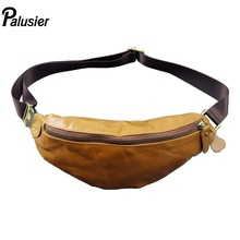 Men Vintage Oil Wax Genuine Leather Waist Bag Brown Cowhide Casual Pack Metal Zipper Clasp Travel Portable Hip Bum Belt Pouch 2024 - buy cheap