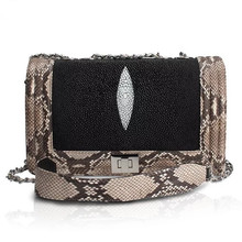 Модный женский вечерний кошелек с откидной крышкой, шикарная сумка через плечо со змеиным рисунком, женская сумка через плечо из натуральной кожи 2024 - купить недорого