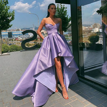 Lavender High Low Prom Dresses Simple Satin Sweetheart Neckline Formal Party Gowns Short Front Long Back Abendkleider Prom Gowns 2024 - buy cheap