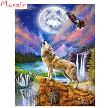 Pintura de diamantes 5D Diy, punto de cruz "águila Lobo indio", bordado de diamantes redondos completos, costura de otoño, cuadros de diamantes de imitación cuadrados 2024 - compra barato