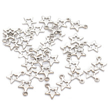 Misaol 20pcs/lot 8x10MM Silver Tone Stainless Steel Small Star Heart Dangle Charms For Diy Jewelry Making 2024 - buy cheap
