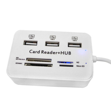 Micro USB Hub 3,0 Combo, 3 puertos, divisor, adaptador de corriente, lector de tarjetas TF/SD/MS/M2, todo en uno, Accesorios de ordenador para PC 2024 - compra barato