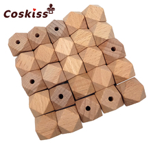 25pcs Beech Wood Bead Unfinished Natural 20mm Geometric hexagonal Wooden Beads For DIY Baby Teether Nacklace 2024 - buy cheap