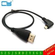 Кабель Micro HDMI левый и правый, Угловой кабель Micro HDMI на HDMI 90 градусов для цифровых камер и телефонов, планшетов, 50 см/150 см 2024 - купить недорого