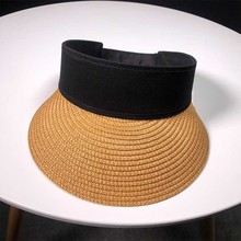 HT1808 Summer Sport Visor Men Women Straw Hats Wide Brim Male Female Sun Visor Cap Black Pink Ivory Straw Beach Cap Sun Visor 2024 - buy cheap