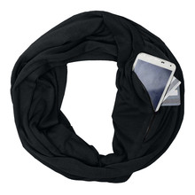 Unisex Lovers Winter Solid Warm Loop Scarf Zippered Secret Pocket Shawl Ring #4O15 2024 - buy cheap