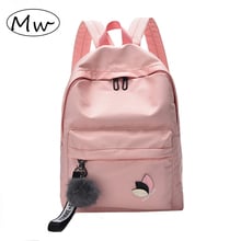 2019Moon Wood Women Waterproof Nylon Backpack School Bags For Teenager Girls Female Casual Travel  Bag Rucksack Hairball Pendant 2024 - buy cheap