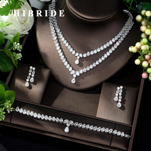 HIBRIDE Big Luxury Pendant  Dubai Big Jewelry Set AAA CZ Earrings Necklace Women Bridal Jewelry Set Party Gifts N-1044 2024 - buy cheap