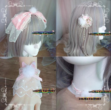 Soft Girl Pink Headdress Butterfly Tie Hair Hoop KC Rabbit Lolita Japanese Girl Heart Pinch Lolita Sleeve Sweet 2024 - buy cheap