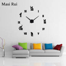 2018  hot sale 3d mirror big wall clock modern design Acrylic Living Room Quartz Needle wall watch Masi Rui clocks free shipping 2024 - buy cheap