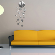 Relógio de parede 3d espelhado e acrílico, relógio para parede adesivo de design moderno de quartzo, para sala de estar, diy, novo, 2019 2024 - compre barato