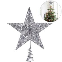 20cm Silver Star Tree Topper Exquisite Shimmery Star Christmas Tree Topper Christmas Tree Decoration 5 Point Star Treetop Decor 2024 - buy cheap