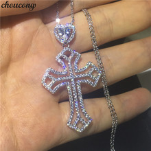 Chucong pingente cruz artesanal coração aaaaa cz 925 prata esterlina festa de casamento com colares para mulheres homens joias 2024 - compre barato