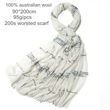 Naizaiga 100% lenço de lã costela 200s, lenço com penteado de 90*200cm branco e preto, para outono e primavera, hs5 2024 - compre barato