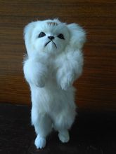 Perro en miniatura de polietileno y pelo de pie para decoración del hogar, juguete de imitación de perro en miniatura, color blanco, 8x10x27cm, d2808 2024 - compra barato