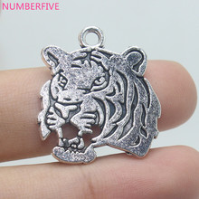 12pcs/ 27x25mm Tibetan Silver Plated tiger Charms Pendants for Necklace Bracelet Jewelry Making 2024 - buy cheap