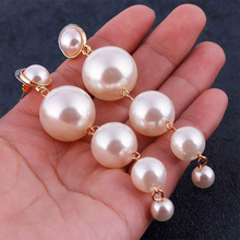 Women Elegant Big Simulated Pearl Drop Long Tassel Earrings Ear Stud Fashion Charm Jewelry Best Gift 2024 - buy cheap