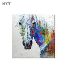 Pop hecho a mano Animal abstracto caballo de colores de la pintura al óleo sobre lienzo arte de pared imagen para vivir casa habitación decoración regalo 2024 - compra barato