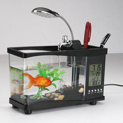 Usb источник питания Настольный аквариум с будильником календарь водонагреватель ручка держатель аквариум 2022 - купить недорого