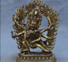 9" Tibet Buddhism Copper Brass Mahakala Hayagriva Hevajra Yab-Yum Buddha Statue 2024 - buy cheap