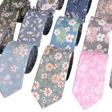 Corbatas de algodón para hombre, Corbatas impresas florales informales a la moda, corbata de trajes ajustados, corbata para fiesta de boda 2024 - compra barato