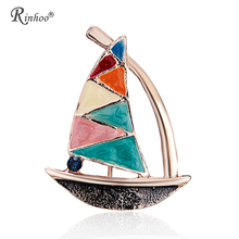 RINHOO Fashion Vintage Rhinestone Crystal Brooches Pins Colorful Sailboat Weddings Party Brooch Pin Women Men Jewelry 2024 - buy cheap