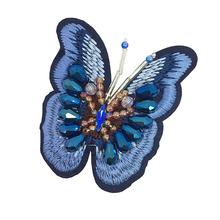2pc 8x9cm Sew On Beaded Butterfly Patch Applique Blue Butterflies Patches For Clothing Shoes Appliques Parches AC1113 2024 - buy cheap