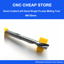1pc AAA 8x25mm Left Spiral milling cutter down cut one Flute router bit CNC end mill carbide milling cutter acrylic plastic pvc 2024 - buy cheap