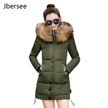 Jbersee-Parka de talla grande para Mujer, abrigo grueso de algodón, prendas de vestir, Plumífero, Invierno 2024 - compra barato