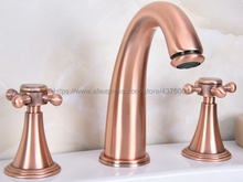 Basin Faucets Antique Red Copper Modern Bathroom Sink Faucet Double Cross Handle 3 Hole Bathbasin Mixer Taps Nrg068 2024 - buy cheap