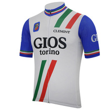 Maillot de ciclismo italiano de manga corta para hombre, camiseta retro de verano, color blanco y azul, ropa de ciclismo de carretera 2024 - compra barato