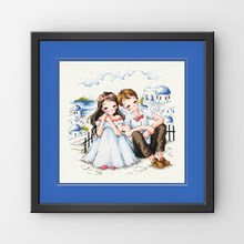Gold Collection Lovely Counted Cross Stitch Kit Lovers in Santorini Boy and Girl Love SO 2024 - buy cheap