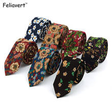 hot floral necktie mens british style fashion casual vintage printing neckties 100% Cotton 6cm skinny party wedding neck ties 2024 - buy cheap