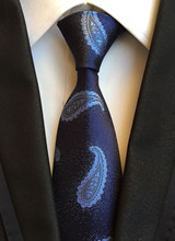 New Fashion Men's Tie 8cm Gentlemen Formal Necktie Luxury Woven Wedding Party Ties Blue with Big Paisley 2024 - buy cheap