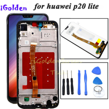 Digitalizador de touchscreen para huawei p20 lite, montagem com moldura para huawei p20 lite ANE-LX1 ANE-LX3 nova 3e lcd 2024 - compre barato
