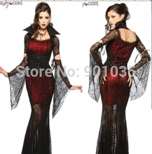 FREE SHIPPING Ladies Sexy Deluxe Goth Vampire Vixen Halloween FancyDress Party Costume Outfit 2024 - buy cheap