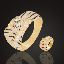 Theresa-Kit de joyas de brazaletes con anillos de animal tiger, circonita cúbica AAA, micro pavé, brazalete de Hipérbola, obra de arte de joyería de moda 2024 - compra barato
