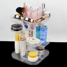 Organizador de maquillaje giratorio de plástico, estante ajustable de almacenamiento de cosméticos, organizador transparente de lápiz labial, soporte de escritorio 2024 - compra barato