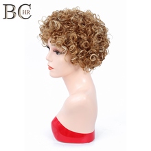 BCHR-Peluca de cabello sintético para mujeres negras, pelo corto y rizado de 6 pulgadas, estilo africano, color negro Natural 2024 - compra barato