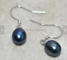 Wholesale Pearl Earrings - Peacock Blue Color 7-9mm Natural Freshwater Pearl Dangle Earrings - Handmade Jewelry. 2024 - buy cheap