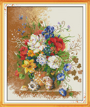 Kit de bordado hecho a mano para decoración del hogar, bonito jarrón de flores, punto de cruz, 14CT, lienzo blanco, 11CT, bordado hecho a mano de manualidades 2024 - compra barato