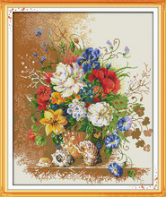 Beautiful Vase Flower Cross Stitch Kits 14CT White Canvas 11CT Accurate Printed Embroidery DIY Handmade Needle Work Home Decor 2024 - buy cheap