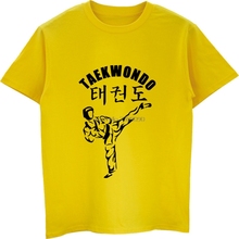 Летняя мужская хлопковая Футболка с принтом тхэквондо футболка "The Kick" повседневная мужская рубашка с коротким рукавом крутая футболка Харадзюку уличная одежда для фитнеса 2024 - купить недорого